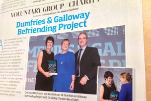 DG Life article, with D&G Befriending Project winning two DG Life Awards. Catriona Macdonald and Alex Dickson representing the project.
